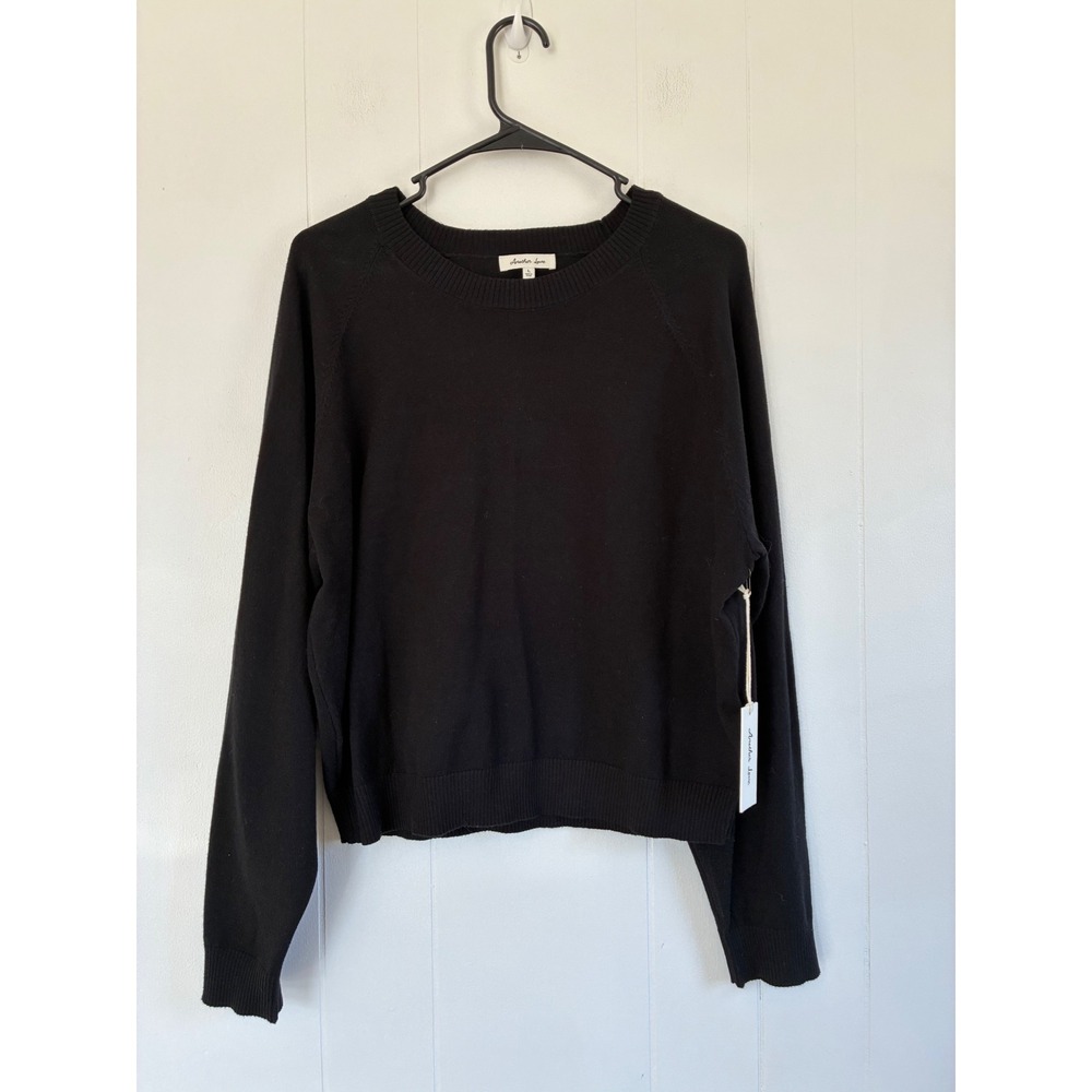 NWT Another Love Black Raglan Crew Neck Pullover Sweater Womens Large